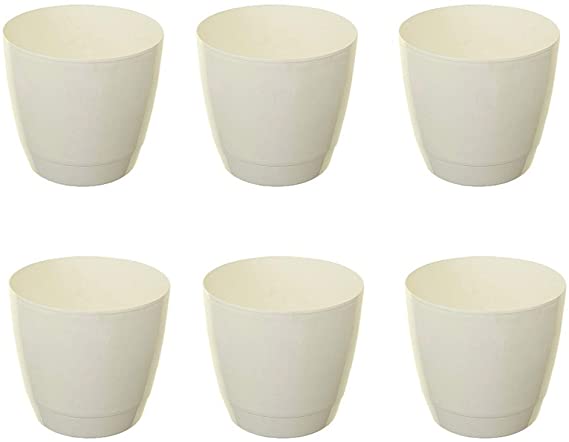 Whitefurze Round Indoor Plant Pot Cover 16cm White (Pack of 6)