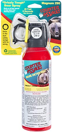 Counter Assault - EPA Certified, Maximum Strength & Distance Bear Repellent Spray - Effective Against Every Type of Bear - Hottest Formula Allowed by Law - Glow in the Dark Safety Wedge (10.2 oz)