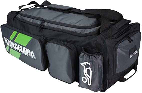 KOOKABURRA Unisex's Pro 7.0 Cricket Wheelie Bag, Black/Lime, One Size