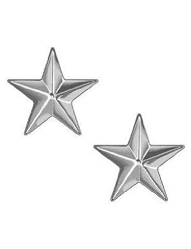 Polished Silver Brigadier General Stars Insignia Set- 1 Pair