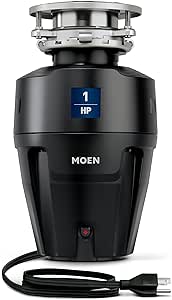 Moen EX100C EX Series 1 HP Continuous Feed Garbage Disposal, Black