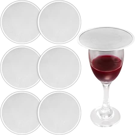 6 Pieces Stainless Steel Drink Covers Wine Glass Cover Keeps Debris Out Cup Covers Wine Glass Lid Mesh Ventilated Discs for Beverage Cover Outdoors Ventilation Reducing Splashing