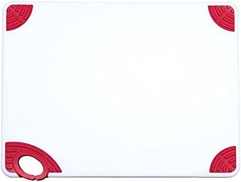 Winco CBN-1520RD, 15x20x1/2" Rectangular Cutting Board with Red Rubber Grip Hook, Plastic Chopping Board (Red)