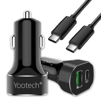 Type C Car ChargerYootech 30W Dual USB Car Charger with Type C and Quick Charge Port for LG G5Nexus 5XNexus 6P and Other Support DeviceInclude Type C Cable