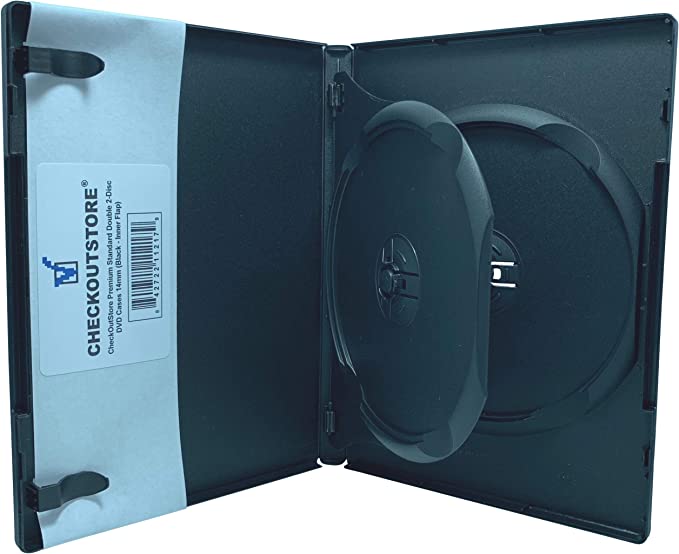 CheckOutStore (10) Premium Standard Double 2-Disc DVD Cases 14mm (Black (Inner Flap))