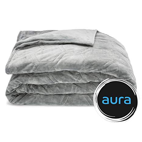 2-Piece Premium Ultra Soft Weighted Blanket with Removable Cover, AuraGrid Technology, 15 lbs, 60”x80”, Queen Size, Gray