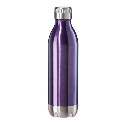 Oggi 8085.8 Stainless Steel Calypso Double Wall Sports Bottle with Screw Top (.05 Liter, 17oz )-Purple Lustre Finish