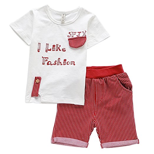 Cuteadoy Boys T Shirt and Shorts 2 Piece Outfit Set for 1 to 5 Years Olds Little Boy