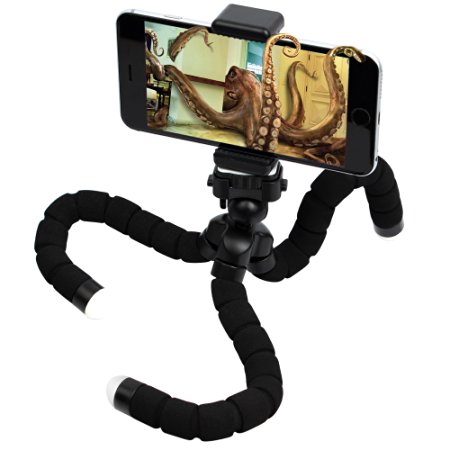 Zhicity Octopus Lightweight Camera Tripod Mount Portable Stander Flexible Cell Phone Tripod Adapter iPhone Holder Compact Sturdy Grip Gorilla Black