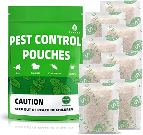 SUAVEC Pest Control Pouches, Squirrel Repellent, Repel Squirrels, Rodents, Mouse, Mice, Rats, Ant, Spider & Other Pest, Peppermint Rodent Repellent, Indoor Mice Repellent, Pest Repeller- 8 Pouches