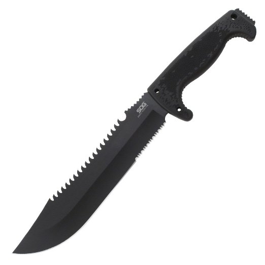 SOG Jungle Primitive Fixed Blade F03TN-CP - Hardcased Black 9.5" Blade, Rubber Handle, Nylon Sheath