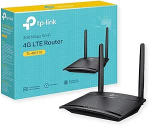 TP-Link TL-MR110 Routeur 4G LTE WiFi N300Mbps, 4G CAT4 Vitesse Jusqu'à 150Mbps, Box 4G SIM, Modem 4G, 2 x SMA pour Antenne Externe, 2 Ports Ethernet, Antennes Amovibles, Compatible Tout Opérateur