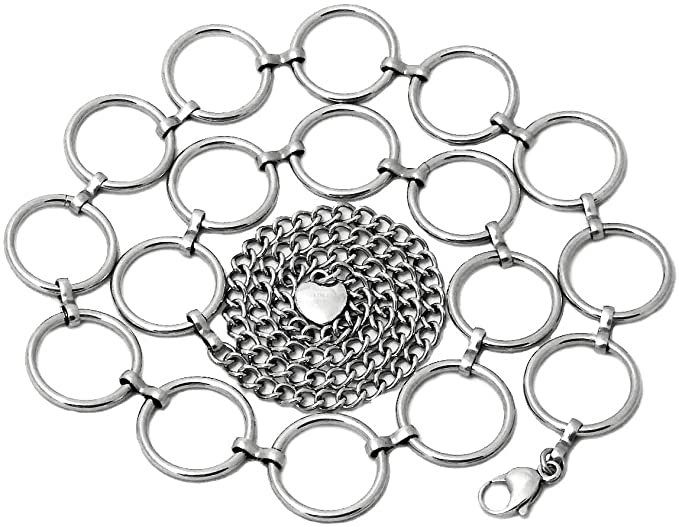 Women's Stainless Steel O Ring Hoop Link Chain Belt - Sturdy, No Change Color