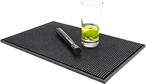 Bar Lux 17.7 Inch x 11.8 Inch Bar Spill Mat, 1 Non Slip Bar Service Mat - Countertop, Durable, Black Rubber Bartender Mat, For Cocktails Or Drinks, Washable - Restaurantware