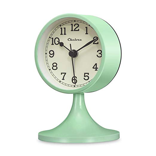 Chelvee Alarm Clock,3 inches Quartz Analog Desk Alarm Clock, Silent No Ticking,Battery Operated