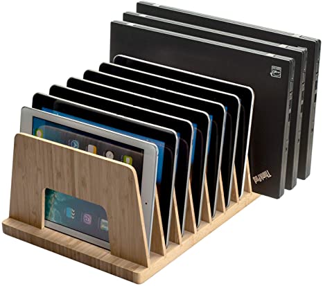 MobileVision Bamboo Device Organizer for Smartphones, Tablets and Laptops, 10 Slots