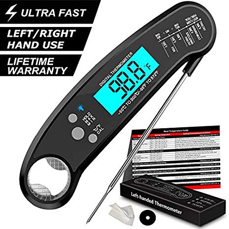 Blacksail Instant Read Digital Meat Thermometer with Backlight for Kitchen Outdoor (Black)