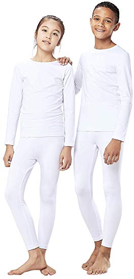 DEVOPS Boys & Girls Thermal Heat-Chain Microfiber Fleece Underwear Baselayer Top & Bottom Set