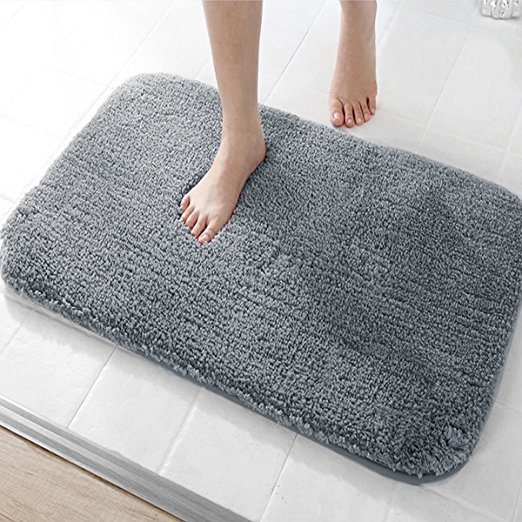 MAYSHINE Bath mats for Bathroom rugs,5 Sizes,Extra Soft , Absorbent, Densely woven Shaggy D8 Microfiber,Machine-Washable, Perfect for Doormats ,Tub, Shower(20X31 inch Gray)