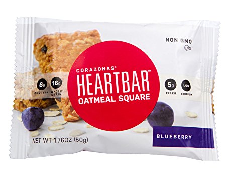 Heartbar Oatmeal Square, Blueberry, 1.76 Ounce (Pack of 12)