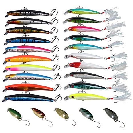 Goture Fishing Lure Set Minnow Hard Fishing Lure Wobbler With Spoon/Spinner Bait Multi-Color Artificial Bait