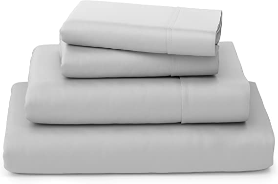 Cosy House Collection Luxury Bamboo Sheets - 4 Piece Bedding Set - Bamboo Viscose Blend - Soft, Breathable, Deep Pocket - 1 Duvet Cover, 1 Fitted Sheet, 2 Pillow Cases - King, Silver