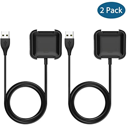 MoKo 2-PACK Charger Dock Compatible with Versa 2, Portable Replacement Charging Dock Stand Adapter with USB Charger Cable Cord for Versa 2 Health & Fitness Smartwatch - Black