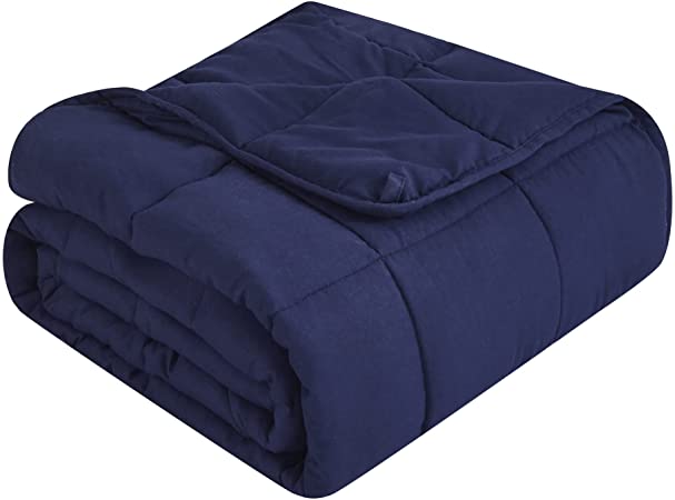 TOPCEE Weighted Blanket (15lbs 60"x80" Queen Size) Cooling Breathable Heavy Blanket Microfiber Material with Glass Beads Big Blanket for Adult All-Season Summer Fall Winter Soft Thick Comfort Blanket