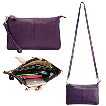 Befen Women's Smartphone Leather Wristlet Crossbody Wallet Clutch with Crossbody Strap/Wrist Strap - Purple