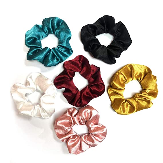 6 Pcs Cute Scrunchies Soft & Comfortable Small Silk Scrunchy Skinny Hair Ties Bows Ropes Elastics Ponytail Holders for Women Girls Hair Accessories