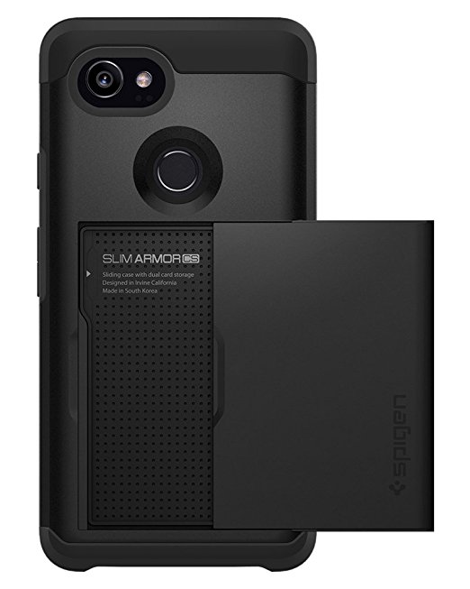 Spigen Slim Armor CS Google Pixel 2 XL Case with Slim Dual Layer Wallet Design and Card Slot Holder for Google Pixel 2 XL (2017) - Black