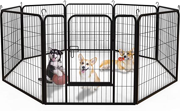 YINTATECH Dog Playpen Outdoor 8-Panel Heavy Duty Portable and Foldable Metal Exercise Fence for Dogs Puppies Animals Pets