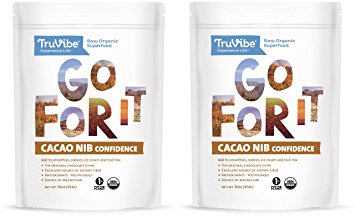 TruVibe 100% Organic Raw Cacao Nibs 2 lbs (2 - 16oz Packs)