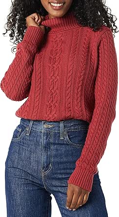 Amazon Essentials Women's Fisherman Cable Turtleneck Sweater (Available in Plus Size)