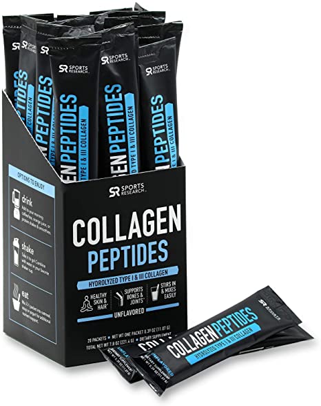Collagen Peptides Travel Packs (20 per Box) | Non-GMO Verified, Certified Paleo Friendly & Gluten Free - Unflavored