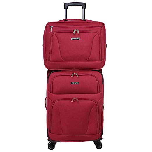 World Traveler Embarque Lightweight 2-Piece Carry-on Spinner Luggage Set-Black