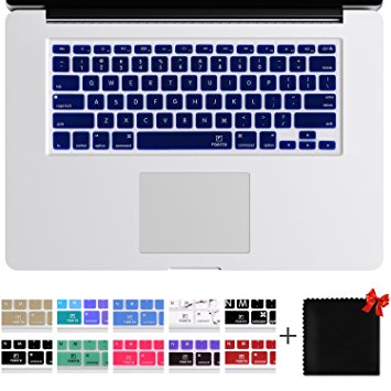 Thin Keyboard Cover Skin for Macbook Air13, Pro13 and 15, for Macbook Wireless Keyboard and iMac, for 13" 15" and 17" With/Without Retina, Microfiber Cleaning Cloth Included (Navy Blue)