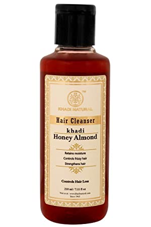 Khadi Natural Honey & Almond Hair Shampoo for Controlling Hair Fall | Shampoo for Frizzy Hair |Natural Shampoo for Healthy & Shiny Hair | Paraben & Sulphate-Free Cleanser | Suitable for All Hair Types