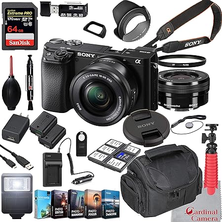 Sony Alpha a6100 Mirrorless Camera with 16-50mm Lens Bundle   Extreme Speed 64GB Memory   (28 Items) Y