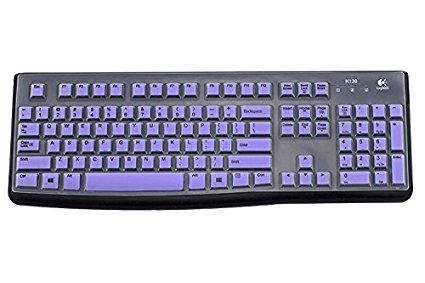 CaseBuy Silicone Gel Fullsize Keypad Keyboard Cover Protector Skin for Logitech Keyboard K120 MK120 US Version (Semi-Purple)