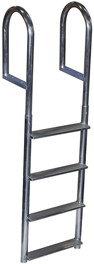 Dock Edge   Welded Fixed Wide Step Dock Ladder, 4 Steps, Aluminum
