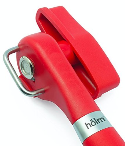 hölm Kitchen Collection Professional Ergonomic Smooth Edge, Side Cut Manual Can Opener. Sharp Easy Turn Design with Good Soft Grips Handle. High Quality Kitchen Cans Lid Lifter - Red