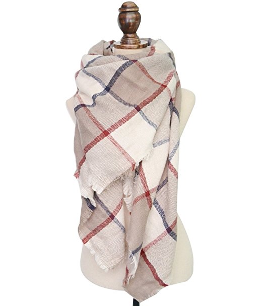 Ancia Women Tartan Scarf Stole Plaid Blanket Checked Scarves Wraps Shawl