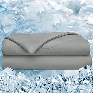 PHF Double Cooling Blanket Twin Size for Hot Sleepers, Soft Breathable Blankets for Summer with Double Side Cold, Q-Max&gt;0.5 Arc-Chill Cool Lightweight Bed Blanket for Night Sweats, 60"x80", Charcoal