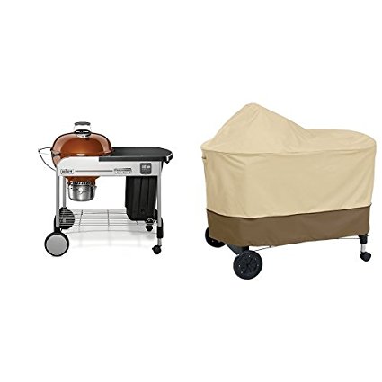 Weber 15402001 Performer Premium Charcoal Grill, 22-Inch, Copper with Classic Accessories Cover