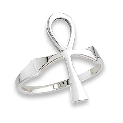 Prime Jewelry Collection Sterling Silver Women's Cross Ankh Ring (Sizes 6-10)
