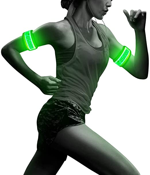 BSEEN 1 Pack for 2 PCS LED Armband, Running armabnd, led Bracelet Glow in The Dark-Safety Running Gear.Use
