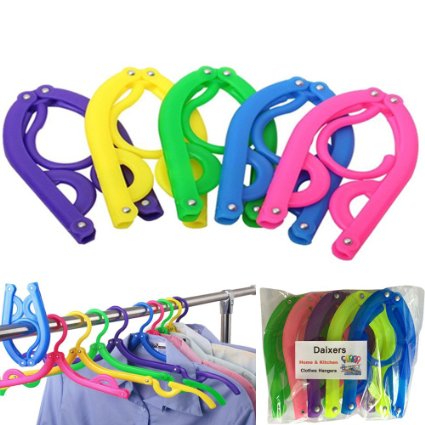 Daixers Portable Folding Clothes Hangers Clothes Drying Rack for Travel 5 Pcs/Set (Assorted Colors)
