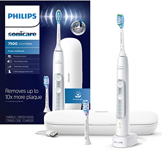 Philips Sonicare EXpertclean 7500 White, Rechargeable Electric Power Toothbrush, HX9690/06 (Amazon Exclusive)