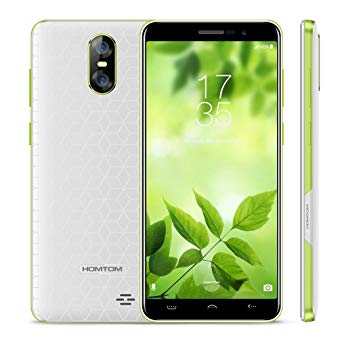 HOMTOM S12 Unlocked Mobile Phones, 5.0" Full Screen(18:9), Android 6.0, Quad Core 1GB 8GB, Dual Real Cameras 8MP 2MP & Front 5MP, 2750mAh Battery, Dual Sim free 3G Smartphones Cheap (White)